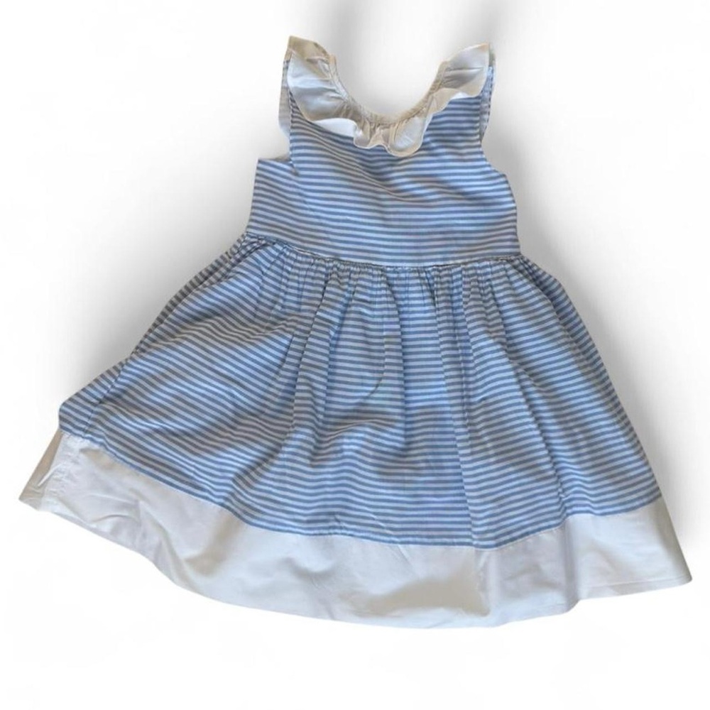Tommy Bahama Blue White Striped Dress Girls 4T Beach Coastal
